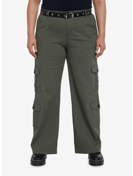 Social Collision Olive Cargo Pants With Belt Plus Size Girls Bottoms