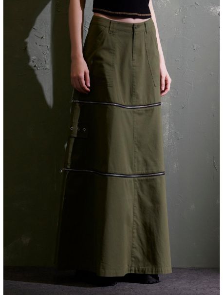 Bottoms Social Collision Green Zip-Off Maxi Skirt Girls