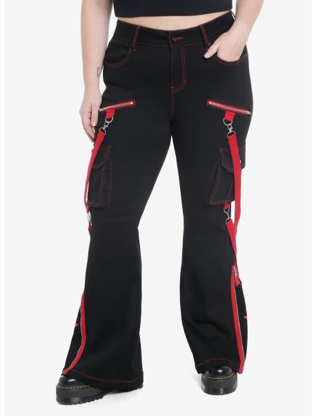 Black & Red Star Suspender Flare Pants Plus Size Bottoms Girls