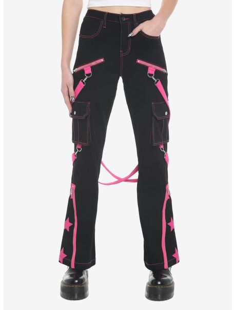 Pink Stars Suspender Girls Cargo Pants Girls Bottoms