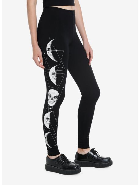 Social Collision Skull Moon Phase Leggings Girls Bottoms