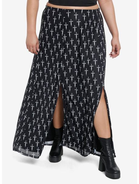 Bottoms Social Collision Daggers Allover Print Front Slit Maxi Skirt Plus Size Girls