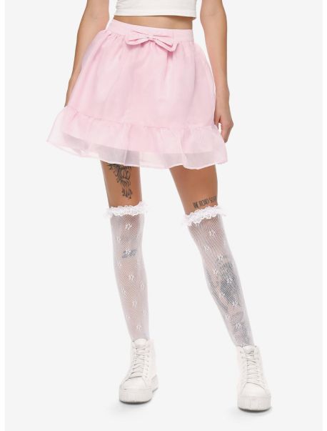 Bottoms Sweet Society Pink Organza Bow Mini Skirt Plus Size Girls