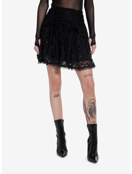 Cosmic Aura Black Lace Overlay Skirt Bottoms Girls