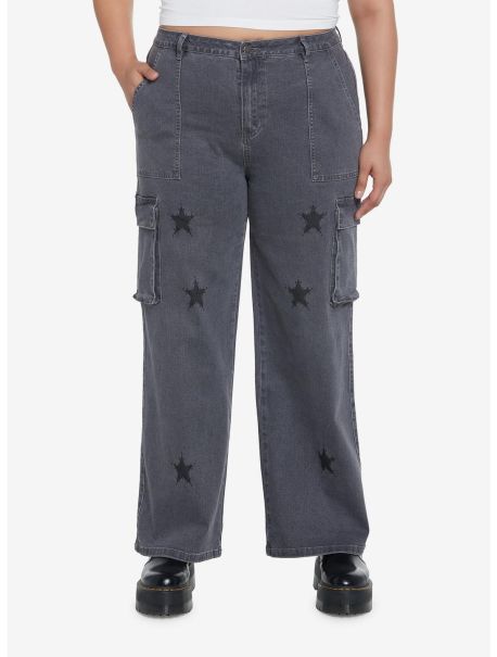 Girls Social Collision Grey Star Cargo Pants Plus Size Bottoms