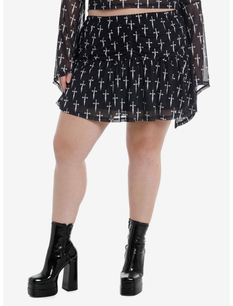 Girls Bottoms Social Collision Daggers Mesh Mini Skirt Plus Size