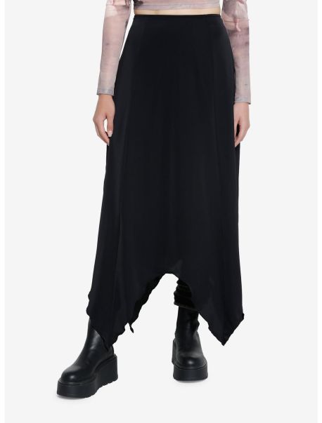 Cosmic Aura Black Hanky Hem Maxi Skirt Girls Bottoms