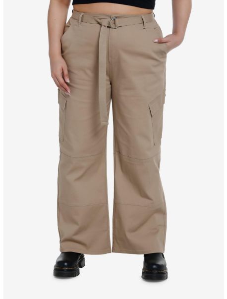 Girls Bottoms Khaki Belted Cargo Pants Plus Size