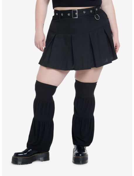 Black Pleated Mini Skirt With Leg Warmers Plus Size Bottoms Girls