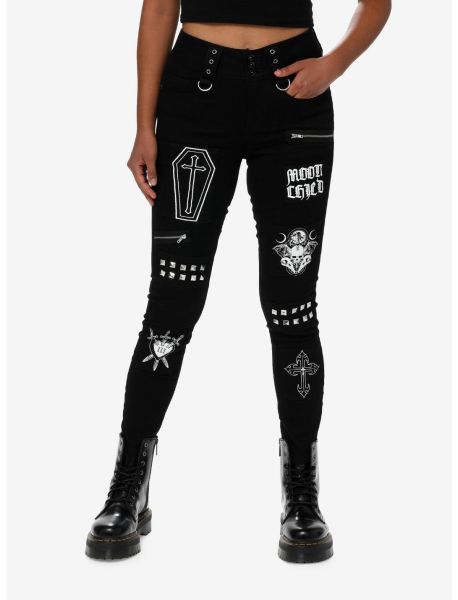 Bottoms Cosmic Aura Black Witchy Icons Super Skinny Jeans Girls