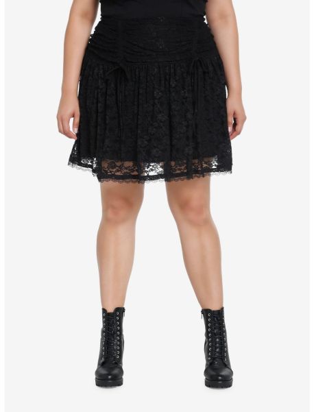 Girls Bottoms Cosmic Aura Black Lace Overlay Skirt Plus Size
