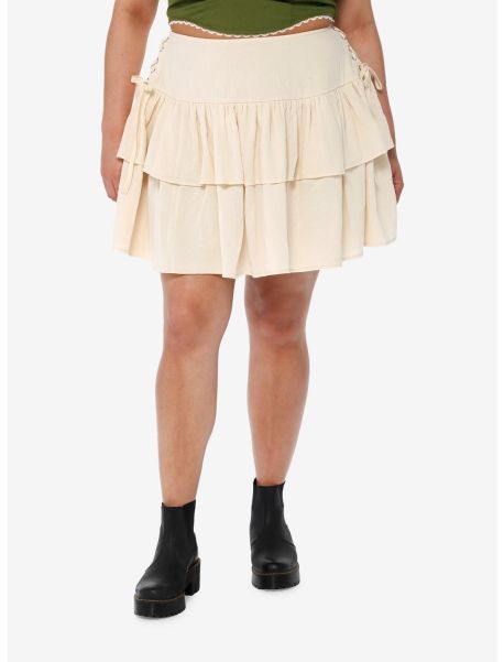 Thorn & Fable Ivory Lace-Up Tiered Skirt Plus Size Girls Bottoms