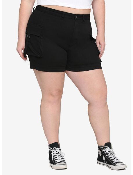 Bottoms Girls Black Cargo Pocket Shorts Plus Size