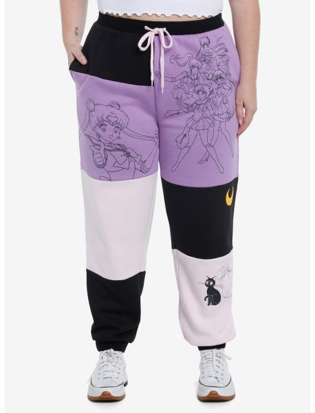 Bottoms Girls Pretty Guardian Sailor Moon Color-Block Girls Jogger Sweatpants Plus Size