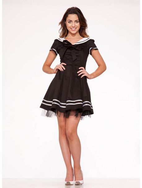 Black Sailor Mini Dress Girls Bottoms