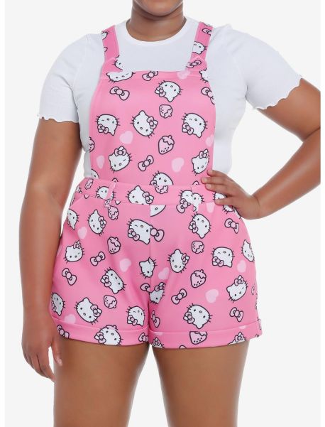 Girls Hello Kitty Pink Scuba Shortalls Plus Size Bottoms