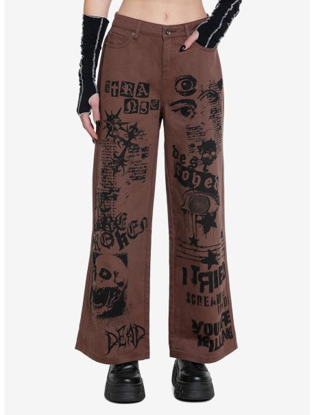 Bottoms Social Collision Brown Punk Graphics Carpenter Pants Girls