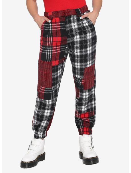 Bottoms Red Plaid Patchwork Jogger Pants Girls