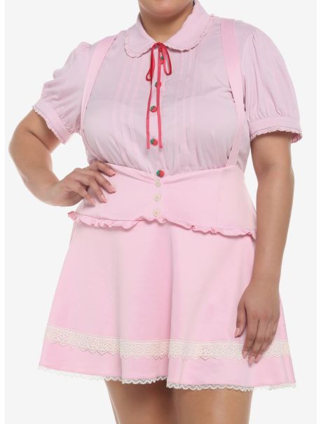 Girls Bottoms Pink Hearts & Lace Suspender Skirt Plus Size