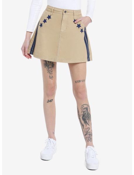 Bottoms Social Collision Stars & Stripes Khaki Mini Skirt Girls