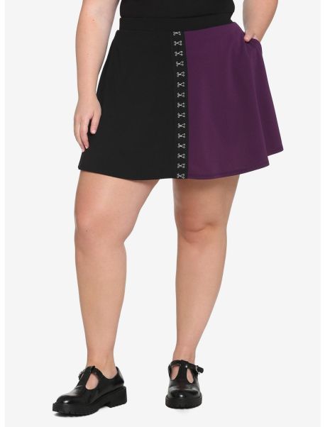 Bottoms Black & Purple Split Hook-And-Eye Skirt Plus Size Girls