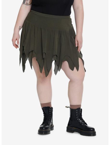 Bottoms Girls Thorn & Fable Green Hanky Hem Skirt Plus Size
