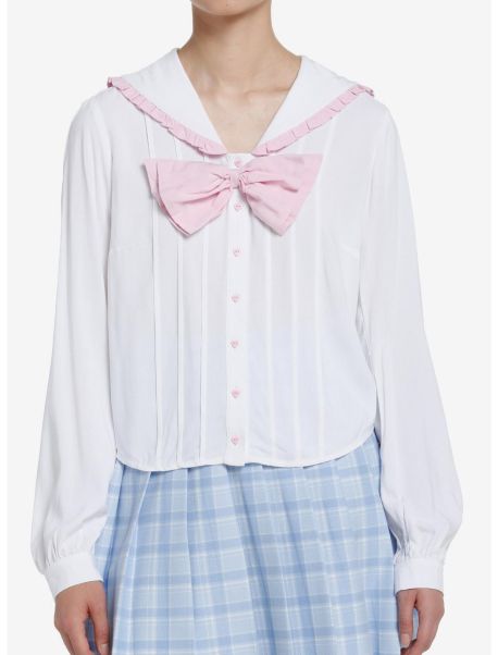 Button Up Tops Sweet Society Bunny Sailor Collar Girls Long-Sleeve Woven Top Girls