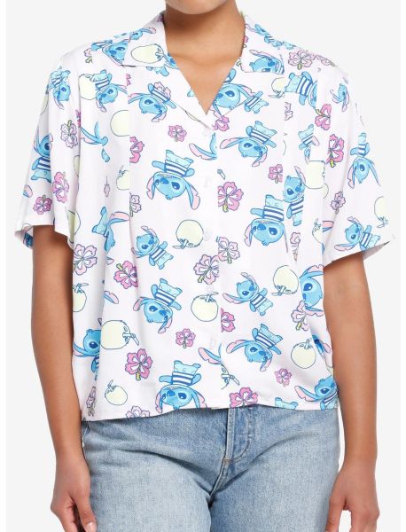 Girls Disney Lilo & Stitch Tropical Pastel Girls Woven Button-Up Button Up Tops