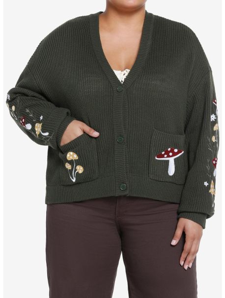 Girls Thorn & Fable Mushroom Embroidered Crop Girls Cardigan Plus Size Cardigans