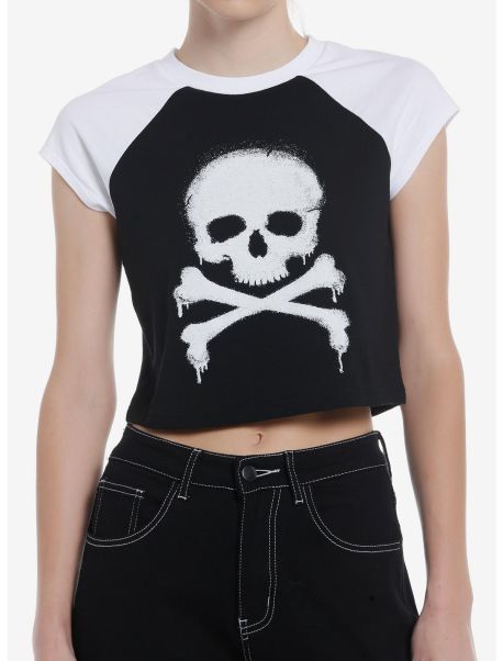 Girls Social Collision Skull And Crossbones Girls Baby T-Shirt Crop Tops