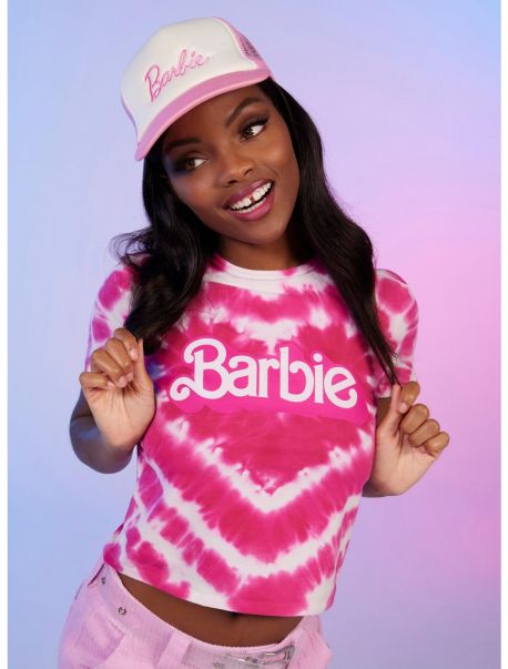 Girls Barbie Logo Heart Tie-Dye Girls Baby T-Shirt Crop Tops
