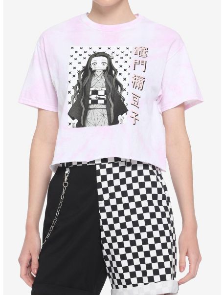 Crop Tops Demon Slayer: Kimetsu No Yaiba Nezuko Tie-Dye Girls Crop T-Shirt Girls