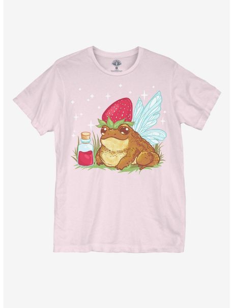Frog Fairy With Strawberry Hat Girls Crop T-Shirt By A. Ziggies Girls Crop Tops