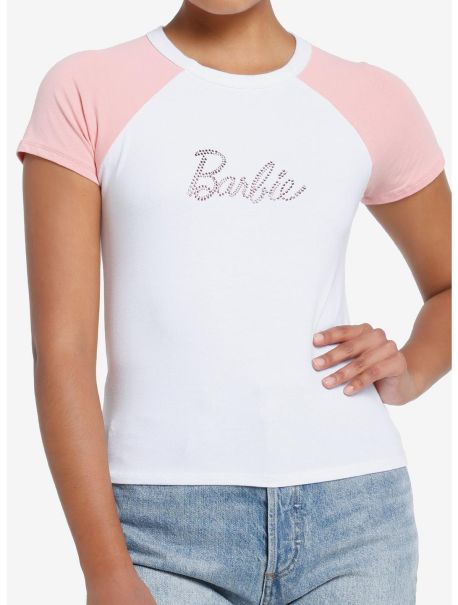 Girls Crop Tops Barbie Rhinestone Raglan Girls Baby T-Shirt