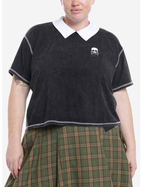 Crop Tops Girls Social Collision Skull Collar Girls T-Shirt Plus Size