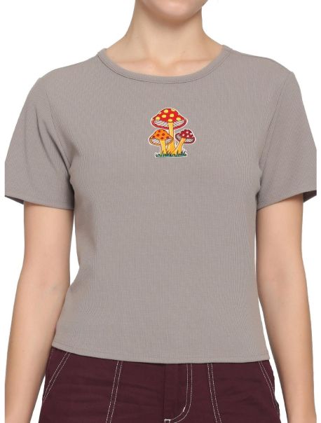 Crop Tops Embroidered Mushrooms Girls Baby T-Shirt Girls