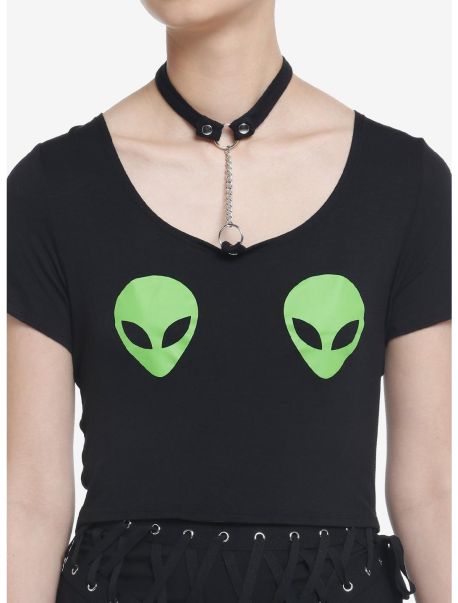 Social Collision Alien Choker Girls Crop T-Shirt Crop Tops Girls