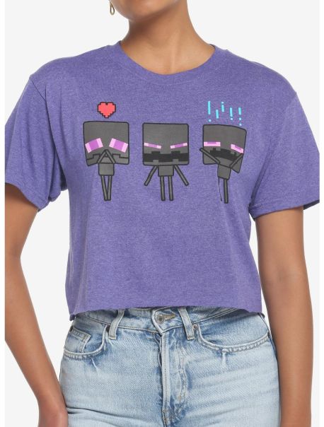 Girls Crop Tops Minecraft Enderman Trio Girls Crop T-Shirt