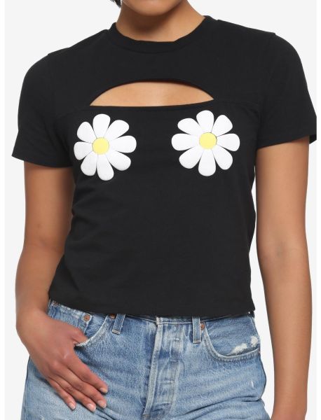 Crop Tops Daisy Cutout Girls Crop T-Shirt Girls