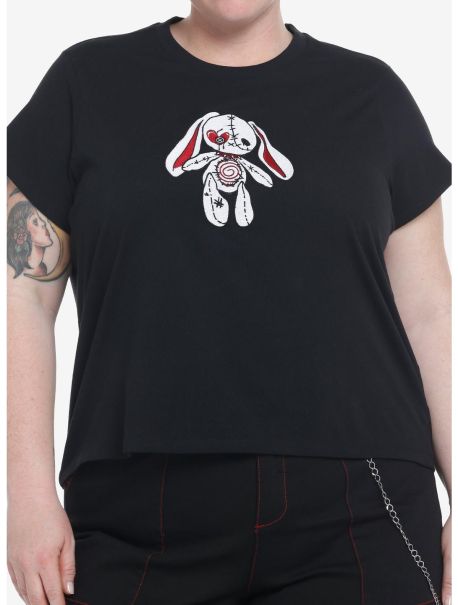 Stitched Bunny Girls Boxy Crop T-Shirt Plus Size Crop Tops Girls
