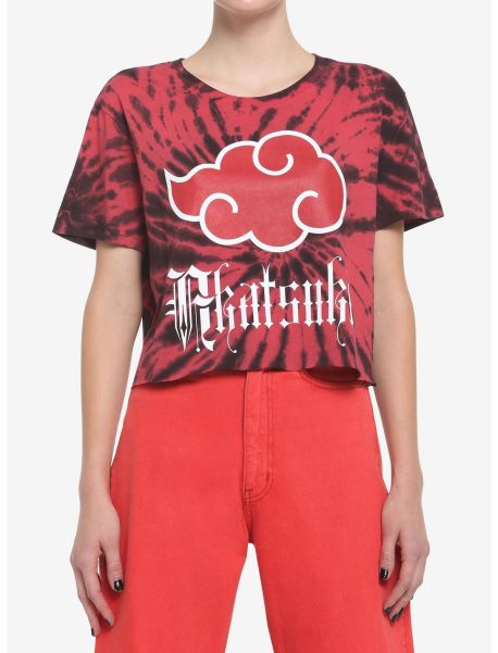Crop Tops Naruto Shippuden Akatsuki Red & Black Tie-Dye Girls Crop T-Shirt Girls