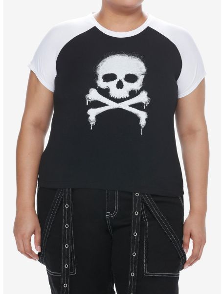 Social Collision Skull & Crossbones Girls Raglan Baby T-Shirt Plus Size Girls Crop Tops