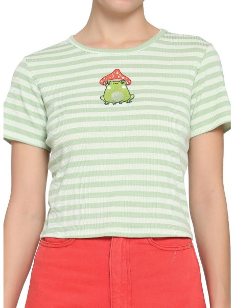 Frog Mushroom Stripe Girls Crop Baby T-Shirt Girls Crop Tops