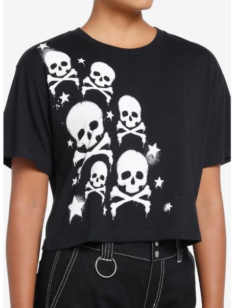 Social Collision Graffiti Skulls Crop Girls T-Shirt Crop Tops Girls