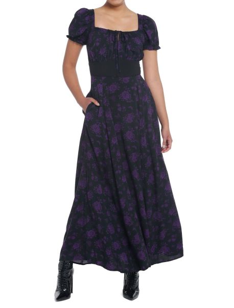 Cosmic Aura Purple Rose Maxi Dress Girls Dresses