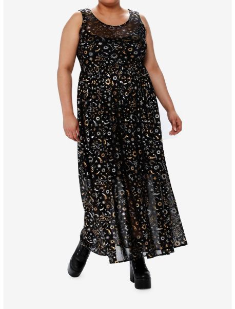 Dresses Cosmic Aura Astrology Foil Mesh Maxi Dress Plus Size Girls