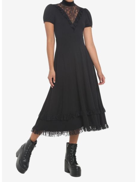 Dresses Girls Black Lace Midi Dress