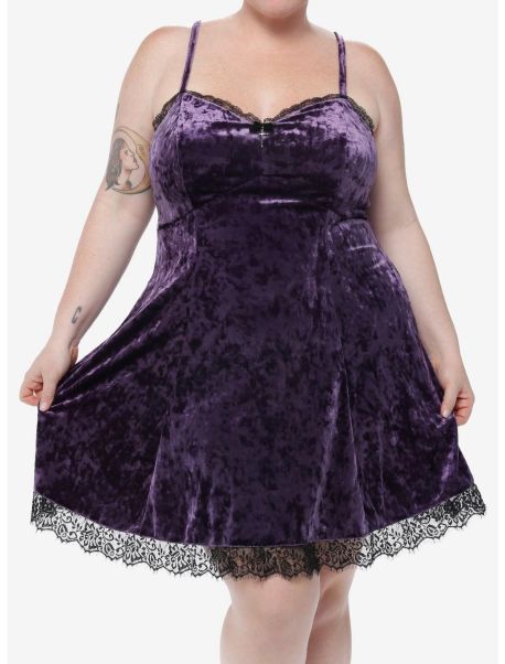 Girls Dresses Cosmic Aura Purple Velvet Slip Dress Plus Size