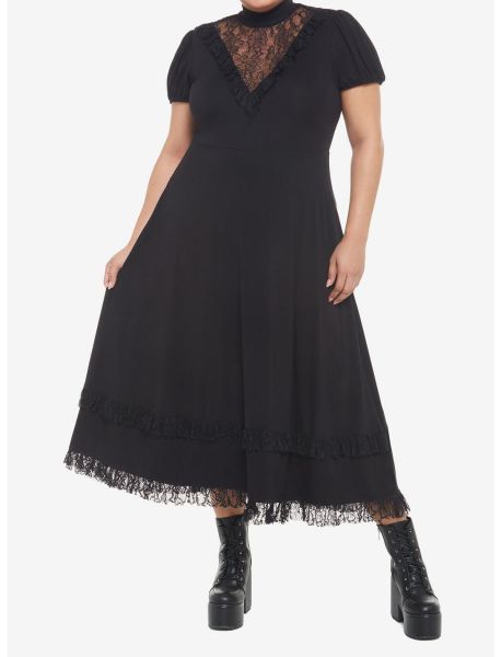 Black Lace Collared Dress Plus Size Dresses Girls