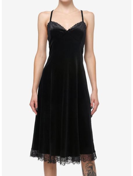 Dresses Cosmic Aura Black Velvet Lace Midi Dress Girls